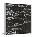 Abstract Painting With Black And White Repeated Fish Textured Patterns 3d model