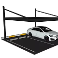 Black Metal Frame Carport With White Sedan Parked In Designated Parking Space