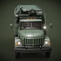 Military Green Off Road Truck with Six Wheels Roof Equipment and Side Windows
