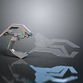 Sci Fi Weapon 3D Model With Metallic Design And Blue Glowing Elements 3d model