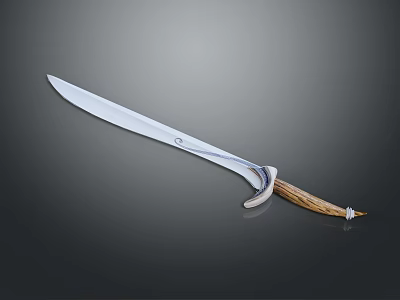 Elegant Handcrafted Traditional Weapon With Silver Blade And Wooden Handle Design 3d model