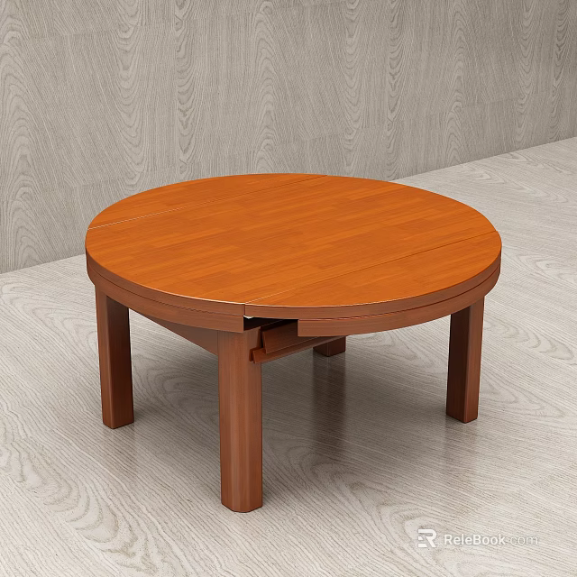 Round Wooden Foldable Dining Table With Simple Design And Light Colored Background 3d model