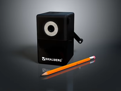 Brauberg Electric Pencil Sharpener Black Efficient Durable Design for Sharpening Pencils 3d model