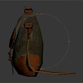 Vintage Leather Bag With Orange Leather And Green Canvas Adjustable Straps Metal Buckles Top Handle