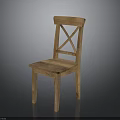 Rustic Wooden Chair Design With Cross Back Straight Legs And Wood Grain