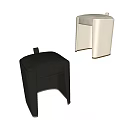 Modern Black And White Leather Sofa Stools With Sleek Minimalist Design 3d model