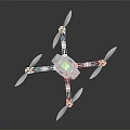 Smart Machine Quadcopter Drone with Red and White Frame and Electronic Components