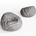 Gray Bean Bag Chairs With Wavy Textured Design For Modern Living Room