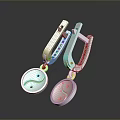 Silver Metal Household Supplies Decorative Hooks With Smiley Face Yin Yang Symbol Pendant