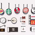 Commercial Light Boxes Displaying Various Brand Logos Different Shapes And Hanging Designs