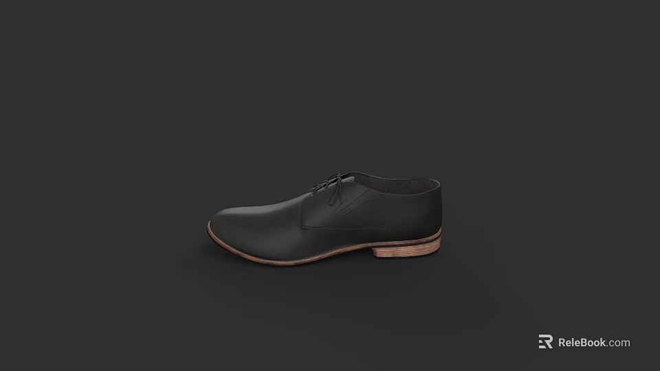 Black Leather Lace Up Shoes With Brown Sole And Classic Design 3d model 