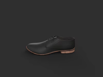 Black Leather Lace Up Shoes With Brown Sole And Classic Design 3d model