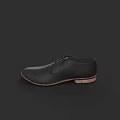 Black Leather Lace Up Shoes With Brown Sole And Classic Design