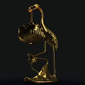 Golden Crane Shaped Ornament Decor Set Featuring Hanging Lotus Container And Chain Base