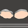 Two Cloud Shaped White Ceiling Lights Illuminated On Gray Ceiling 3d model