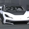 White And Black Sports Car With Aerodynamic Design Rear Spoiler And Black Wheels