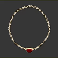 Gold Chain Necklace with Red Hexagonal Pendant for Fashion Accessory