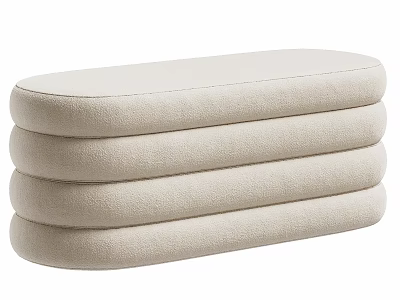 Stacked Beige Fabric Sofa Bench with Simple Design for Living Room Decor 3d model