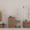 Modern Decorative Cabinet With Metal Frame Wooden Structure Mirror And Hanging Space