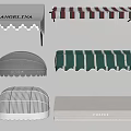 Stylish Awnings Featuring Multiple Designs Such As Striped Semicircular And Flat Top Styles