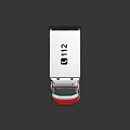 Red and White Emergency Ambulance with Red Cross Emblem 112 Number and Blue Lights