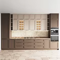 Modern Kitchen Interior With Island Countertop Sink Cabinets And Built In Oven