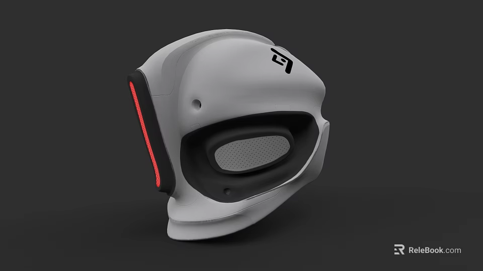 Modern White Hat Design With Red Accents And Black Ventilation Mesh 3d model 