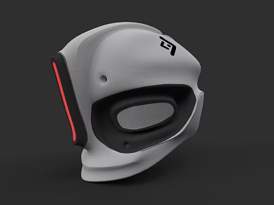 Modern White Hat Design With Red Accents And Black Ventilation Mesh 3d model