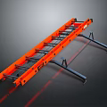 Orange Folding Ladder With Black Support Legs And Metal Rungs