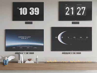 Stylish TV Displays On Wall With Modern Decor 3d model
