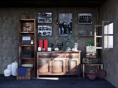Stylish Entryway Interior Featuring Wooden Entryway Cabinet And Side Cabinet Decor Items And Greenery 3d model