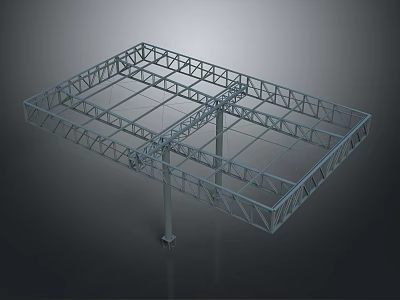 Industrial Metal Frame Structure With Grid Design And Support Beams 3d model