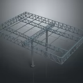 Industrial Metal Frame Structure With Grid Design And Support Beams 3d model