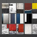Multiple Colorful Abstract Textured Modern Wall Art in Grid Layout on Dark Wall