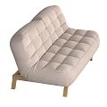 Modern Minimalist Multi Seater Sofa With Light Beige Upholstery Tufted Design And Wooden Legs