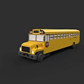 Yellow School Bus Exterior Design With Stop Sign Lights And Windows