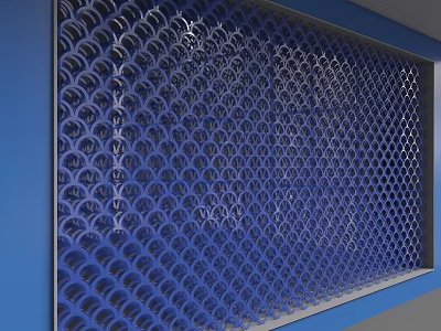 Blue Mesh Partition With Perforated Pattern For Modern Interior Design 3d model