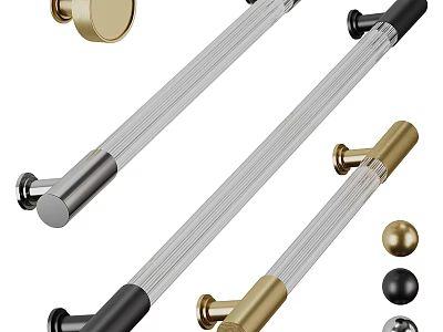 Modern Long Furniture Cabinet Door Handles In Gold Silver Black And Glass 3d model