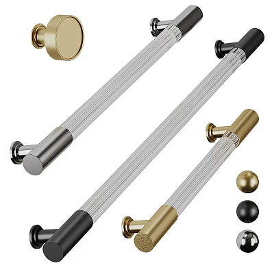 Modern Long Furniture Cabinet Door Handles In Gold Silver Black And Glass 3d model