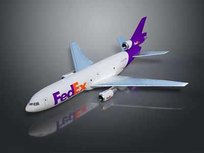 FedEx Passenger Airplane Design With Purple Tail Livery And White Fuselage Body 3d model