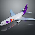 FedEx Passenger Airplane Design With Purple Tail Livery And White Fuselage Body
