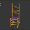 Orange Wooden Leisure Rocking Chair Featuring Slatted Back And Woven Seat Design
