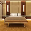 Modern Hotel Guest Room With White Bed Wooden Accents Warm Lighting And Carpet