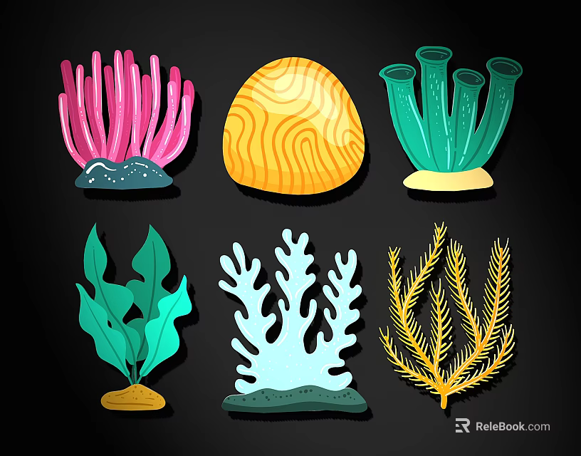 Vibrant Cartoon Coral And Seaweed Shaped Wall Decor For Home Decoration 3d model 
