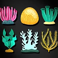 Vibrant Cartoon Coral And Seaweed Shaped Wall Decor For Home Decoration