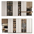 Modern Wardrobe Interior Design With Multiple Storage Compartments Hanging Rods And Drawers 3d model