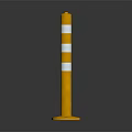 High Quality Yellow And White Striped Metal Warning Bollard For Traffic Safety Protection