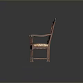 Chinese Style Single Chair With Intricate Carved Wooden Frame And Colorful Fabric Cushion