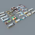 School Buildings With Diverse Campus Facilities In 3D Architectural Model 3d model