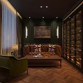 Luxurious Living Room Interior With Dark Green Walls Brown Sofa Union Jack Cushions Glass Bookshelves